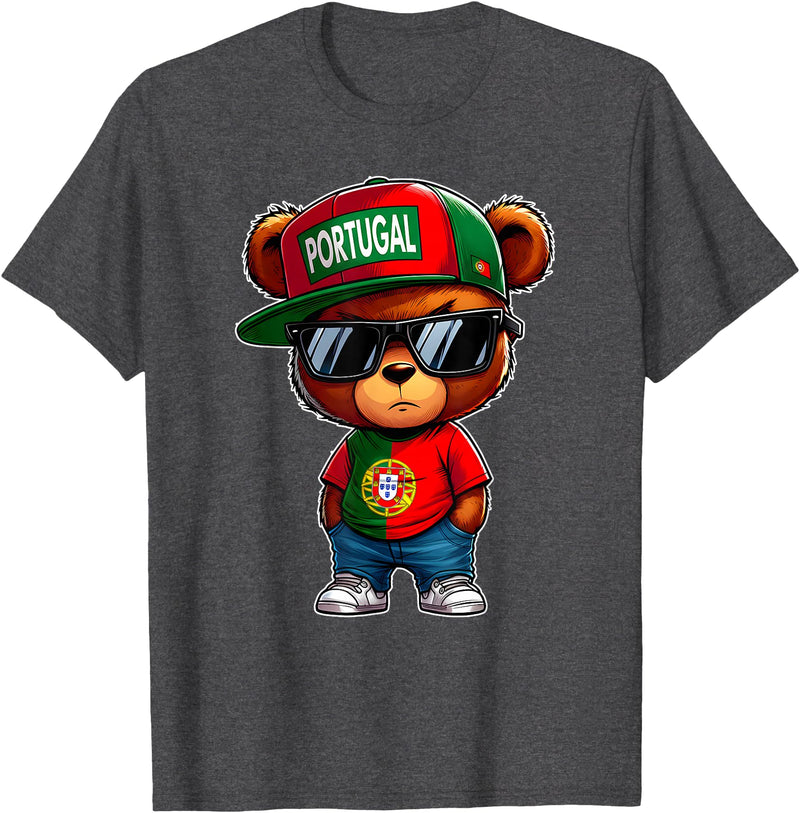 Funny Bandeira Portugal Souvenirs Its In My DNA Proud Teddy Bear Portugal Flag Portuguese Gifts Souvenir T-Shirt - Dark Heather Grey