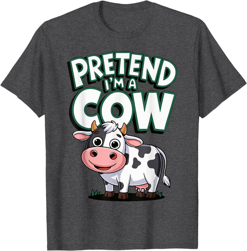 AnI'mal Cow Farm AnI'mal Halloween Costume Party Pretend I'm A Cow T-Shirt - Dark Heather Grey