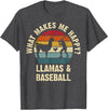 Llama and Baseball Lover Gifts Vintage Retro Baseball and Llama Lovers Vintage Funny Pet Sports cute T-Shirt - Dark Heather Grey