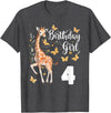 Giraffe Birthday Party by LazyPanda Giraffe 4th Birthday Girl 4 Years Old Giraffe Lover T-Shirt - Dark Heather Grey