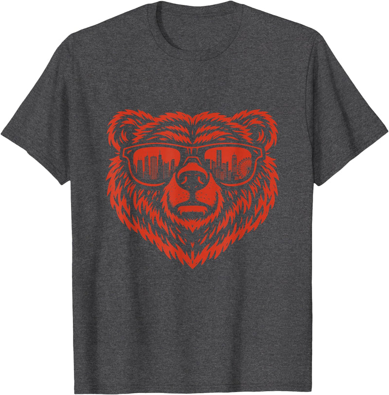 Bear Lover Merch Bear Sunglasses - Bear Lover T-Shirt - Dark Heather Grey