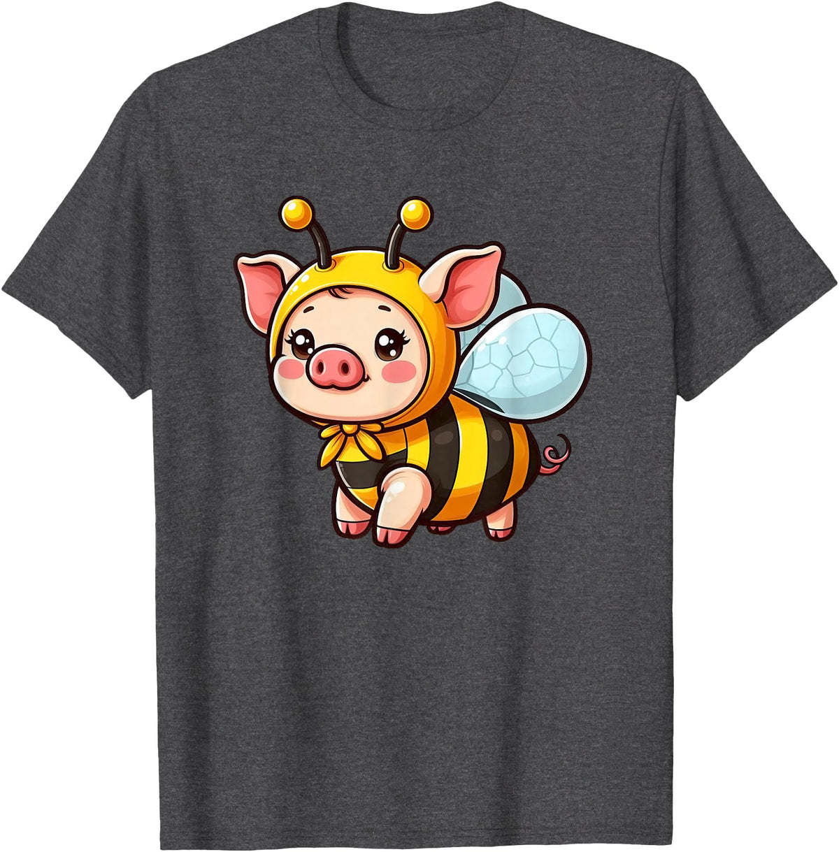 Funny Mini Pig Gifts Mini Pig Bee Pet Funny Animal T-Shirt - Dark Heather Grey