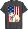 Patriotic USA Flag Polar Bear 4th of July Co. Polar Bear US America Flag Men Women 4th of July Patriotic T-Shirt - Dark Heather Grey