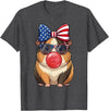 Cute Guinea Pig Bubble Gum Coquette Bow Girls Kids Patriotic Guinea Pig 4th of July Bow American Flag Girls T-Shirt - Dark Heather Grey