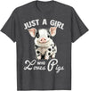 Farm Animal Lover Spotted Pig Cute Art Style Just A Girl Who Loves Pigs Cute Spotted Pig Lover Gift T-Shirt - Dark Heather Grey
