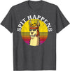 Funny Groovy Llama Alpaca Spit Happens Tees & Co. Funny Groovy Llama Alpaca Spit Happens Tee T-Shirt - Dark Heather Grey