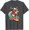 Surfing Cow Catching a Wave Surfer Design Co. Surfing Cow Catching a Wave Farmer Surfer Surf Time T-Shirt - Dark Heather Grey