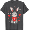 Rabbit Lover Heart Girls Valentine’s Day Women Bunny T-Shirt in Dark Heather Grey