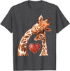 New Mom Giraffe Tees for Women Baby and Giraffe Mom Shirt New Mom Heart Cute Giraffe T-Shirt - Dark Heather Grey
