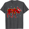 Buffalo Plaid Moose Christmas Gifts Moose Xmas Lighting Buffalo Plaid Moose Christmas Pajama T-Shirt - Dark Heather Grey