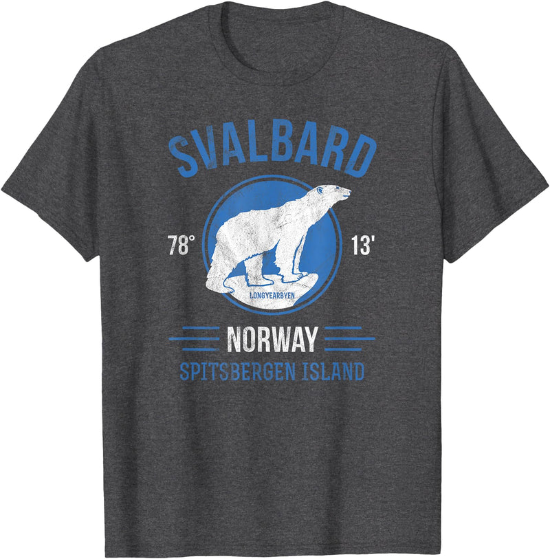 Svalbard T-Shirt Co. Svalbard Polar Bear Aurora | Longyearbyen Spitsbergen Norway T-Shirt - Dark Heather Grey