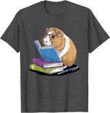 Guinea Pig Reading Books Reader Tee Guinea Pig Reading Books Bookworm Pet Lover Reader Librarian T-Shirt - Dark Heather Grey