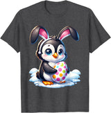 Easter Penguin Lover Egg Eggs Bunny Rabbit Bunnies Funny T-Shirt in Dark Heather Grey
