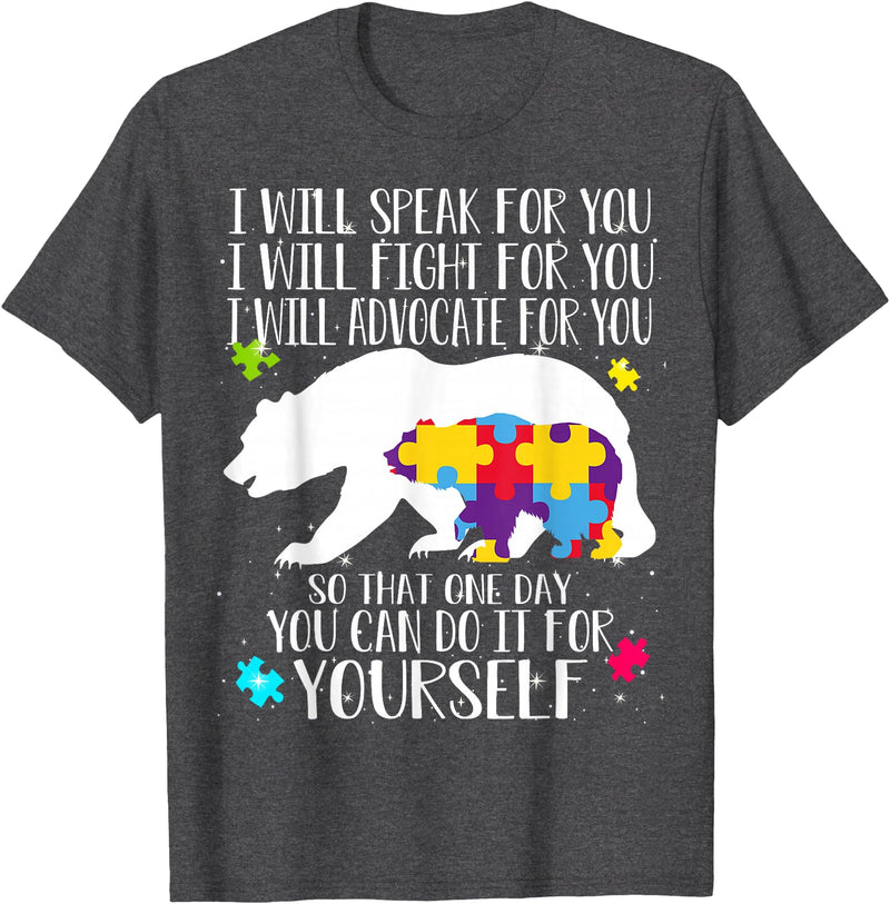 Mama Papa Bear Shirt Autism Awareness Shirt For Women Men T-Shirt - Dark Heather Grey