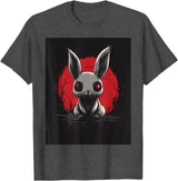 Bunny Anime Goth Scary Men Women Creepy Gothic Anime Rabbit T-Shirt in Dark Heather Grey