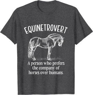 Equinetrovert Funny Horse Outfit For Horse Lover Equinetrovert Funny Horses Riding Horse Lover Equestrian T-Shirt - Dark Heather Grey