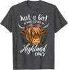 Scottish Highland Cow Lovers Scottish Highland Cow Just a Girl Who Loves Highland Cows T-Shirt Small - Dark Heather Grey