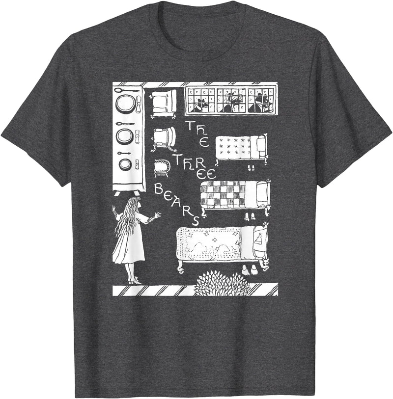 Vintage Fairy Tale Shirts The 3 Bears Vintage Goldilocks Retro Fairy Tale T-Shirt - Dark Heather Grey