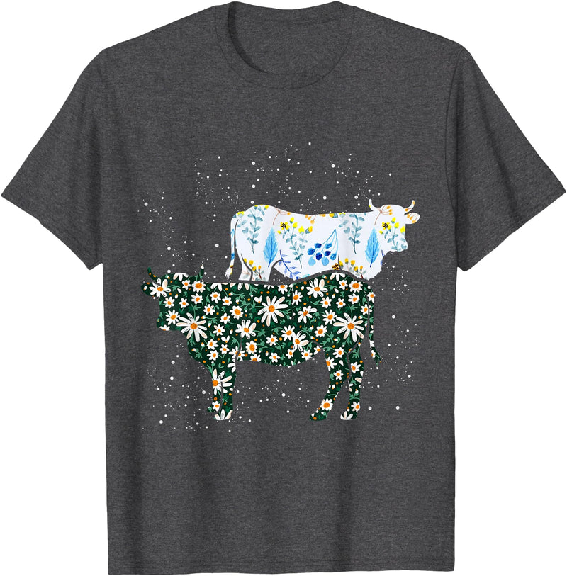 Vintage Animals Designs Vintage Cow T-Shirt - Dark Heather Grey