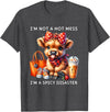 Cute Highland Cow I'm Not A Mess I'm Not A Hot Mess I'm A Spicy Disaster Cheeky Highland Cow T-Shirt - Dark Heather Grey