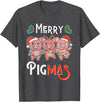 Discover Christmas Pun Animals Here Merry Pigmas Pun Pig Christmas T-Shirt - Dark Heather Grey