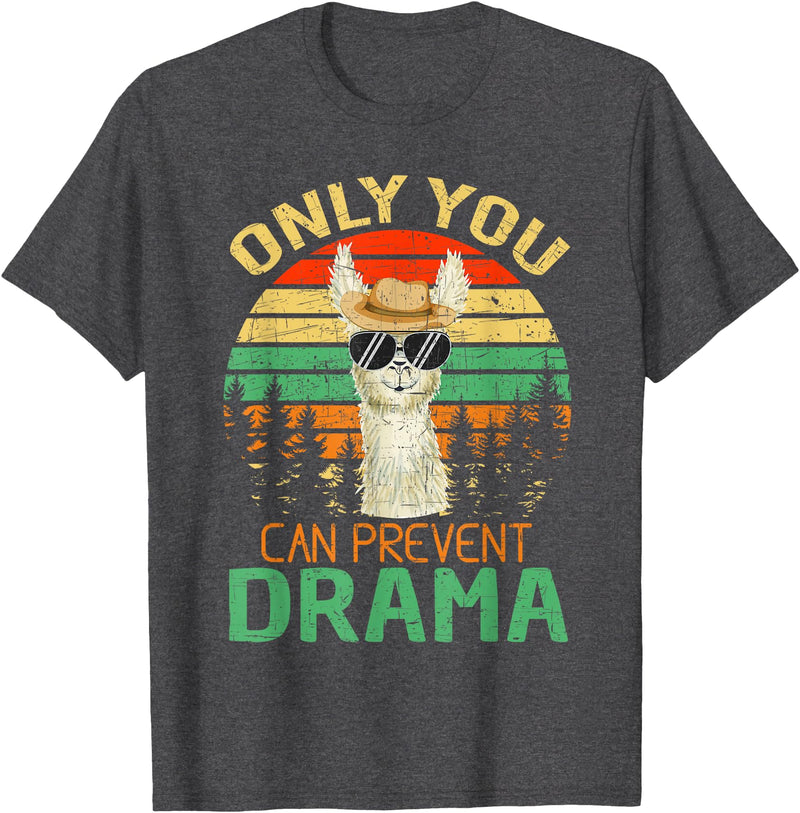Only You Can Prevent Drama Camping Llama Gift Tee Only You Can Prevent Drama Lama Camping T-Shirt - Dark Heather Grey