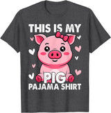 Pig Lover Gift Co. My Pig Pajama Women Pig Pjs Cute Pig Stuff Farmer Girl T-Shirt - Dark Heather Grey