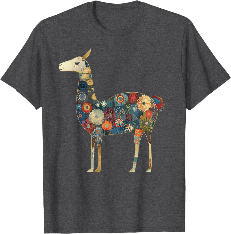 We Love Llamas & Alpacas - Peru Souvenirs Co. Llama Alpaca Floral Colorful Flowers Peru Peruvian Souvenir T-Shirt - Dark Heather Grey