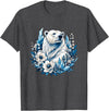 Arctic Polar Bear Floral Crystal Nature Winter Wildlife Polar Bear with Ice Flowers T-Shirt - Dark Heather Grey