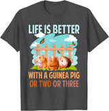 Cute Guinea Pig Apparel Life Is Better With A Guinea Pig Wheek Cavy Lover T-Shirt - Dark Heather Grey