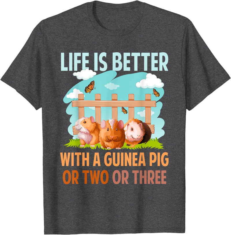 Cute Guinea Pig Apparel Life Is Better With A Guinea Pig Wheek Cavy Lover T-Shirt - Dark Heather Grey