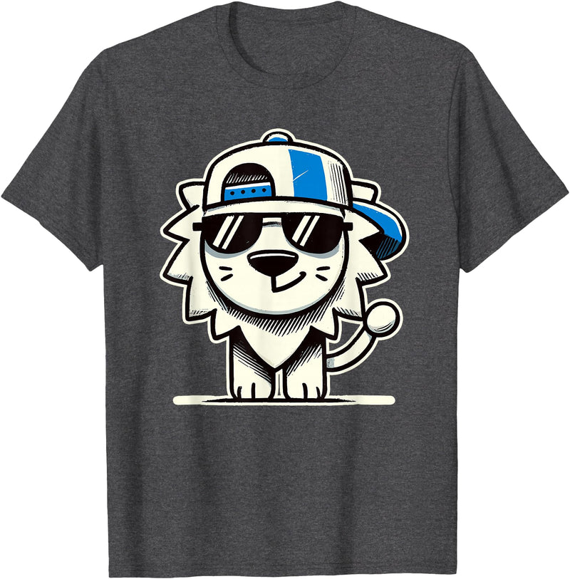 Nerrrdy Lion Hipster Men Women Kids Boys Girls Funny Lion T-Shirt - Dark Heather Grey