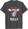 Funny Merica Cow America 4th Of July Retro Vintage Merica American Cow American Flag Retro Vintage Patriotic T-Shirt - Dark
