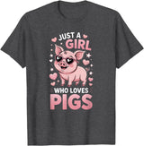 Pig Shirts & Gifts for Girls Girls Pig T-Shirt - Dark Heather Grey