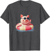 Vacation Pig Outfit Pig Sunglasses Graphic with Beach Ring T-Shirt - Dark Heather Grey