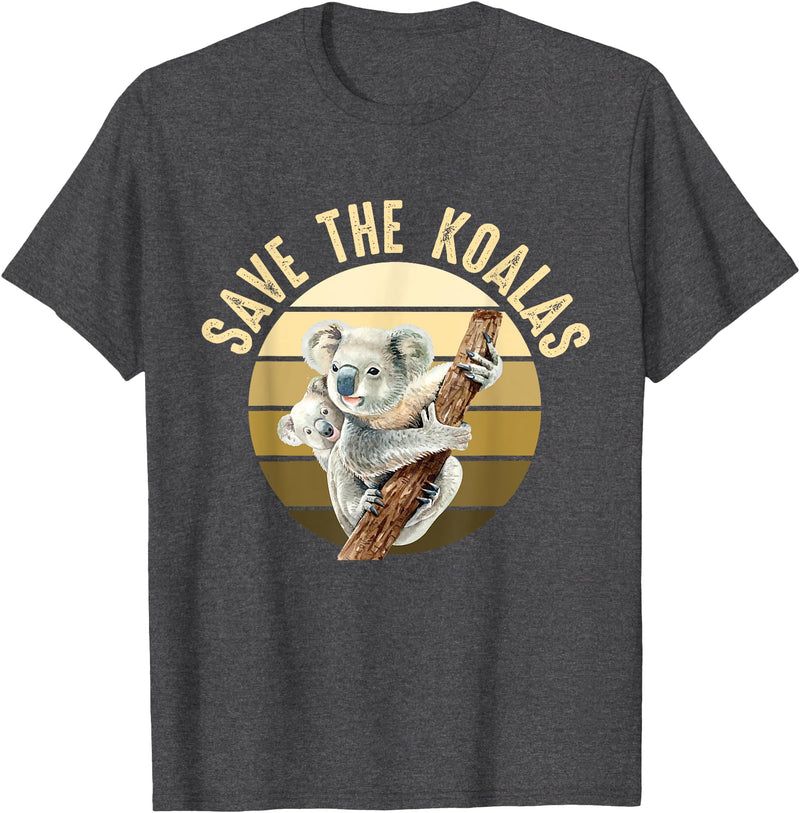 Save the wildlife of Australia Save the Koalas Koala Koala Bear Australia Rescue Protect T-Shirt - Dark Heather Grey