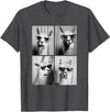 Funny Animal Photography Clothing Co. Funny Llamas with Sunglasses Cool Llama Animals Photo Booth T-Shirt - Dark Heather Grey