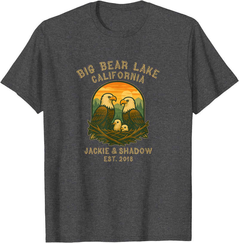 Big Bear Lake Eagles California Big Bear Lake California Eagles Jackie and Shadow T-Shirt - Dark Heather Grey