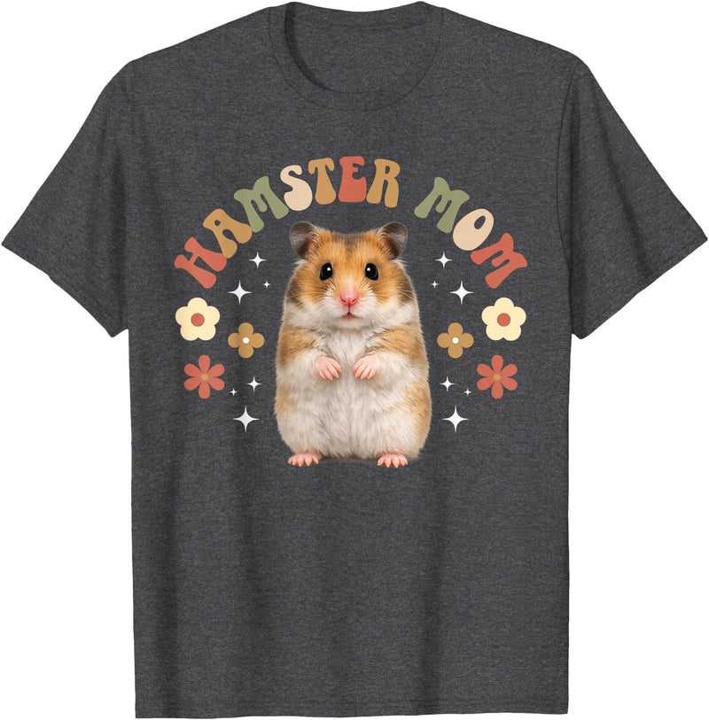 Hamster Mom Groovy Hamster Mama Hamster Owner Hamster Lover T-Shirt - Dark Heather Grey
