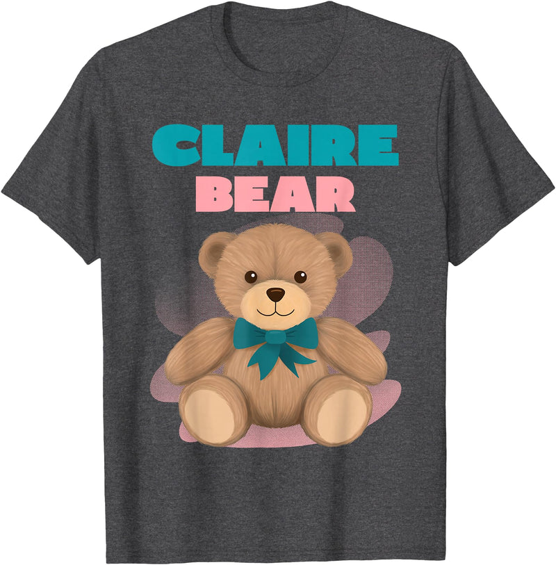 TheNiftyStitches CLAIRE Bear T-Shirt - Women's Black Cartoon Bear T-Shirt - Small - Short Sleeve - Classic Fit - All Seasons - Dark Heather Grey