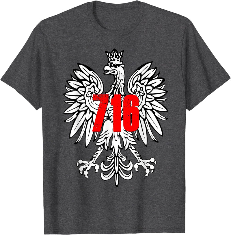 Polish Pride Buffalo Dyngus Day Shirt Polish Falcon Eagle 716 Buffalo NY New York T-Shirt - Dark Heather Grey