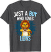 Lion Lover Gift Just A Boy Who Loves Lions Lion T-Shirt - Dark Heather Grey