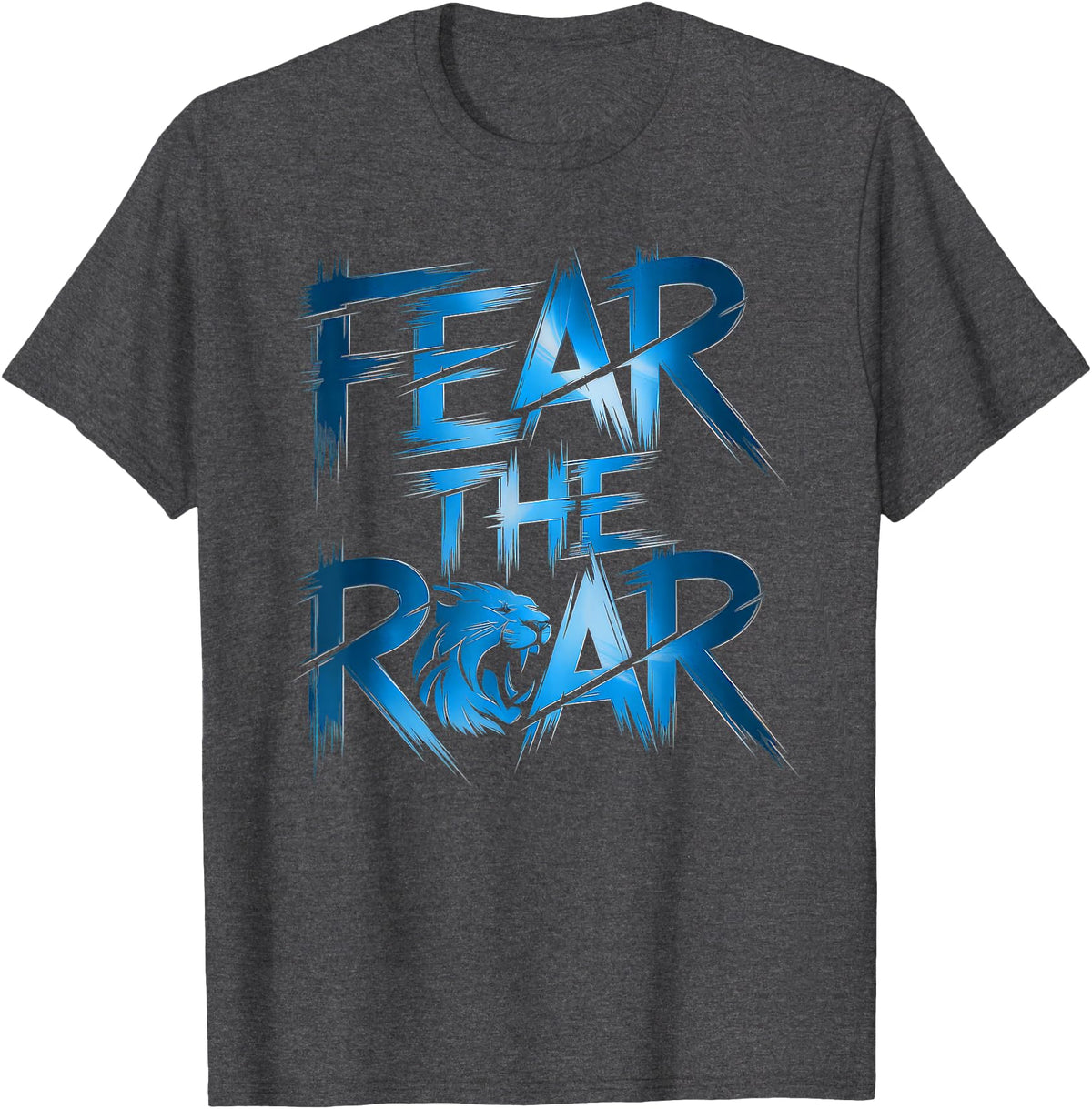 Lions Tshirt Men Women Blue Animal School Sport Fan Lion T-Shirt - Dark Heather Grey