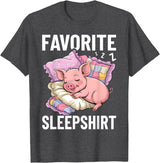 Piggy Lover Gift Co. Favorite Sleep, Napping Pig, Piglet & Piggy Pajama T-Shirt - Dark Heather Grey