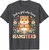 Just a Girl Who Loves Hamsters Cute Floral Pet Aesthetic T-Shirt - Dark Heather Grey