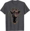 Safari Animal Art Giraffe with Sunglasses Graphic Safari Giraffe Animal Lover T-Shirt - Dark Heather Grey