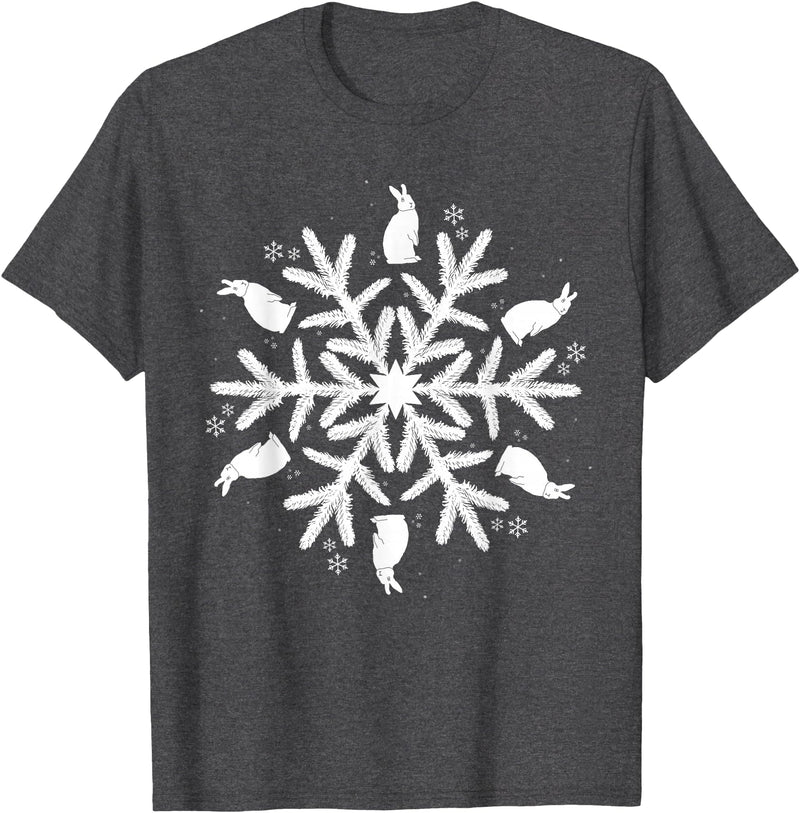 Snowflake Christmas Rabbit T-Shirt in Dark Heather Grey