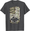 Rabbit Hunting US Flag Rabbit Hunter Lover T-Shirt in Dark Heather Grey