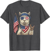 Alpaca 4th of July Men Women Alpaca 4th of July American Flag Patriotic Llama Lover T-Shirt - Dark Heather Grey