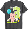 Cute Piglets Pig Barn Farm Birthday Party Supplies Pig 3rd Birthday Toddler 3 Year Old Birthday Boy Piglet Bday T-Shirt - Dark Heather Grey
